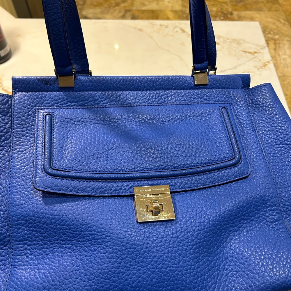 kate spade Electric Blue Pebbled Leather Hobo with Gold Hardware